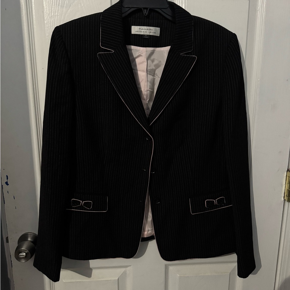 Tahari Black Blazer with Pink Trim